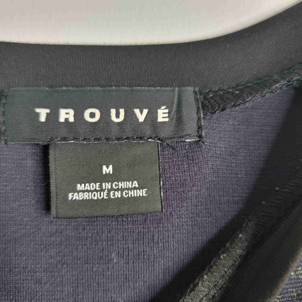 Trouve Black Blue Long Sleeve Crew Neck Color Block Sweatshirt Medium - Picture 3 of 6